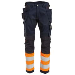 Tranemo 4351 VISION Hi-Vis Craftsman Stretch Trousers - Orange/Navy