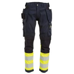 Tranemo 4351 VISION Hi-Vis Craftsman Stretch Trousers - Yellow/Navy