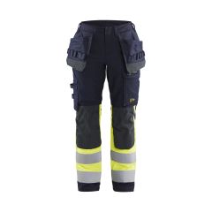 Blaklader 7185 Women's Trousers Multinorm Inherent With Stretch - Navy Blue/Hi-Vis Yellow