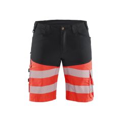 Blaklader 1541 Hi-Vis Shorts With Stretch - Black/Red Hi-Vis