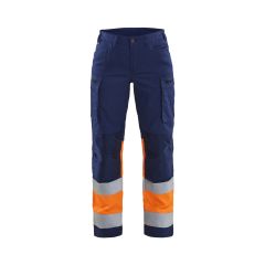 Blaklader 7161 Women's Hi-Vis Trousers With Stretch - Navy Blue/Orange