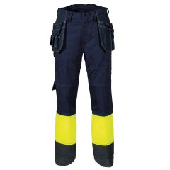 Tranemo 5656 MAGMA Flame Retardant Craftsman Trousers, Shoe Protection - Yellow/Navy