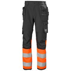 Helly Hansen 77427 Alna 4X Construction Trousers CL1 - Hi Vis Orange/Ebony