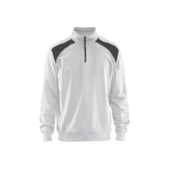 Blaklader 3353 Half-Zip 2-Tone Sweatshirt - White/Dark Grey