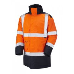 Leo Workwear TAWSTOCK ISO 20471 Class 3 Anorak - Hi Vis Orange/Navy