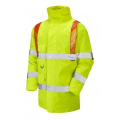 Leo Workwear PUTFORD ISO 20471 Class 3 Orange Brace Anorak - Hi Vis Yellow