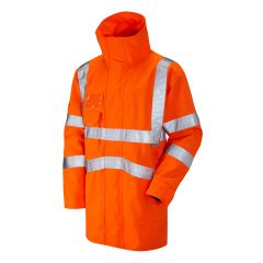 Leo Workwear CLOVELLY ISO 20471 Class 3 Breathable Executive Anorak - Hi Vis Orange