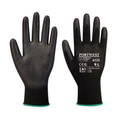 Portwest A123 PU Palm Glove Latex Free - Full Carton (144 pairs) - (Black)