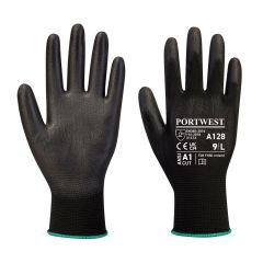Portwest A128 PU Palm Glove Latex Free (Retail Pack) - (Black)