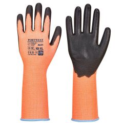 Portwest A631 Vis-Tex Cut Glove Long Cuff - (Orange/Black)