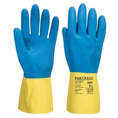 Portwest A801 Double Dipped Latex Gauntlet - (Yellow/Blue)
