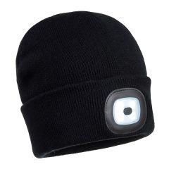 Portwest B028 Rechargeable Twin LED Beanie - (Black)
