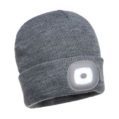 Portwest B028 Rechargeable Twin LED Beanie - (Grey)