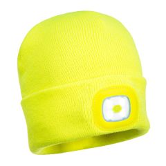 Portwest B029 Beanie USB Rechargeable LED Head Light - (Yellow)