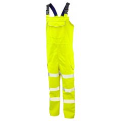 Leo Workwear NORTHAM ISO 20471 Class 2 EcoViz 10K Breathable Bib & Brace - Hi Vis Yellow