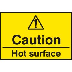 "Caution Hot Surface" Sign - Yellow Self Adhesive Vinyl - 75X50mm (5 Pack)