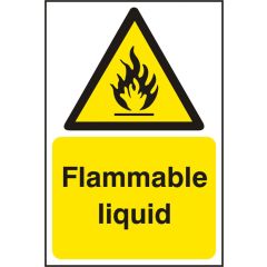 "Flammable Liquid" Sign - White/Yellow Self Adhesive Vinyl - 200X300mm (5 Pack)