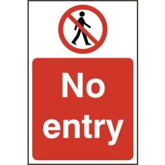 "No Entry" Sign - White/Red Self Adhesive Vinyl - 200X300mm (5 Pack)