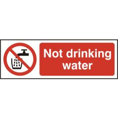"Not Drinking Water" Sign - White/Red Self Adhesive Vinyl - 75X150mm (5 Pack)