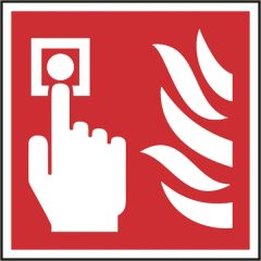 "Fire Alarm Call Point Symbol" Sign - Red Self Adhesive Vinyl - 100X100mm (5 Pack)