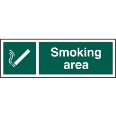"Smoking Area" Sign - Green Rigid PVC - 300X100mm (5 Pack)