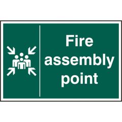 "Fire Assembly Point" Sign - Green Rigid PVC - 200X300mm (5 Pack)