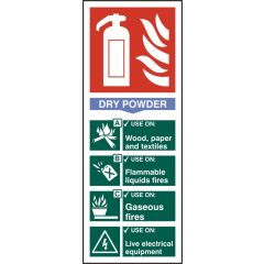"Fire Extinguisher Dry" Sign - Red Self Adhesive Vinyl - 82X202mm (5 Pack)