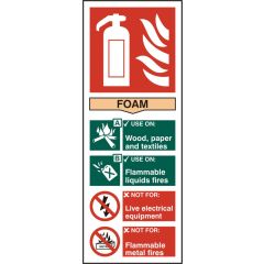 "Fire Extinguisher Foam" Sign - Red Rigid PVC - 82X202mm (5 Pack)