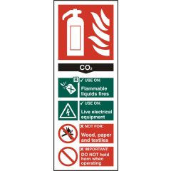 "Fire Extinguisher CO2" Sign - Red Self Adhesive Vinyl - 82X202mm (5 Pack)