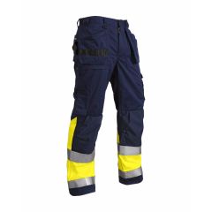 Blaklader 1529 High Visibility Trousers 65% Polyester, 35% Cotton (Navy Blue/Yellow)