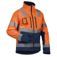 Blaklader 4900 High Vis Softshell Jacket - Waterproof, Windproof (Orange/Navy Blue)