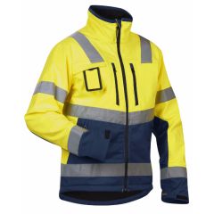 Blaklader 4900 High Vis Softshell Jacket - Waterproof, Windproof (Yellow/Navy Blue)