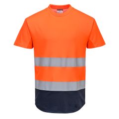 Portwest C395 Hi-Vis Contrast Mesh Insert T-Shirt S/S  - (Orange/Navy)