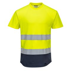 Portwest C395 Hi-Vis Contrast Mesh Insert T-Shirt S/S  - (Yellow/Navy)