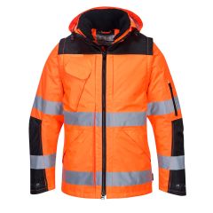 Portwest C469 Hi-Vis 3-in-1 Contrast Winter Pro Jacket  - (Orange/Black)