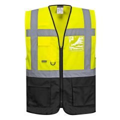 Portwest C476 Warsaw Hi-Vis Contrast Executive Vest  - (Yellow/Black)