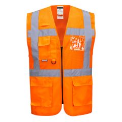 Portwest C496 Madrid Hi-Vis Half Mesh Executive Vest  - (Orange)