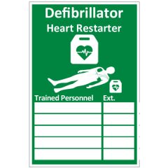 AED Trained Personnel Sign - Green Rigid Plastic - 20X30cm