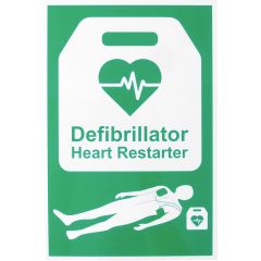 AED Automated External Defibrillator Sign - Green Rigid Plastic - 20X30cm