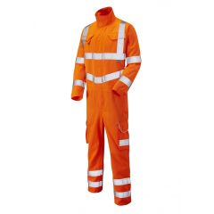 Leo Workwear MOLLAND ISO 20471 Class 3 Poly Cotton Coverall - Hi Vis Orange