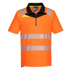 Portwest DX412 DX4 Hi-Vis Zip Polo Shirt S/S - (Orange/Black)