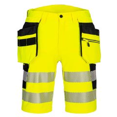 Portwest DX446 DX4 Hi-Vis Holster Pocket Shorts - (Yellow/Black)