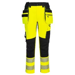 Portwest DX454 DX4 Hi-Vis Detachable Holster Pocket Craft Trousers - (Yellow/Black)