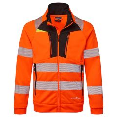 Portwest DX477 DX4 Hi-Vis Funnel Neck Zipped Sweatshirt - (Orange/Black)