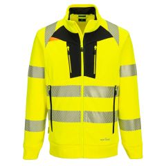 Portwest DX477 DX4 Hi-Vis Funnel Neck Zipped Sweatshirt - (Yellow/Black)