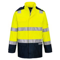 Portwest FR605 Bizflame Rain+ Hi-Vis Light Arc Jacket  - (Yellow/Navy)
