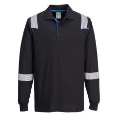 Portwest FR711 WX3 Flame Resistant Long Sleeve Polo - (Black)