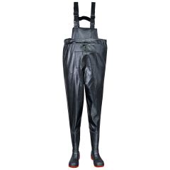 Portwest FW74 Safety Chest Wader - Waterproof, Steel Toe - S5 FO SR (Black)