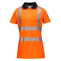 Portwest LW72 Hi-Vis Women's Cotton Comfort Pro Polo Shirt S/S  - (Orange/Black)