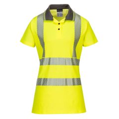 Portwest LW72 Hi-Vis Women's Cotton Comfort Pro Polo Shirt S/S  - (Yellow/Grey)